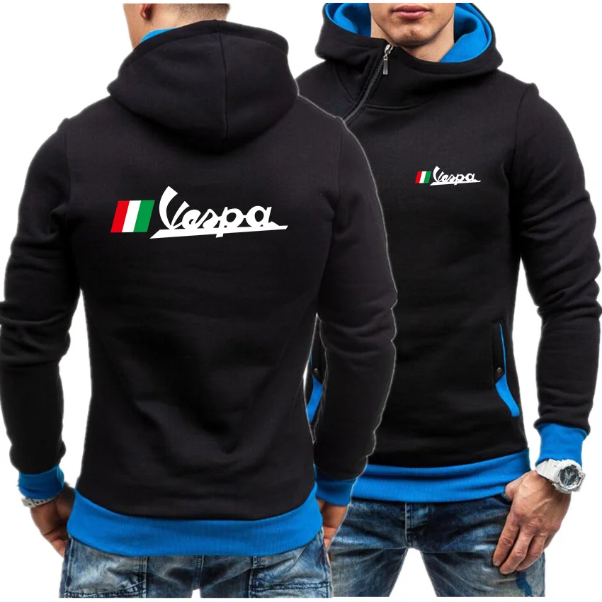

VESPA 2021 Spring Autumn New Men's Hoodie Car Logo Letter Printing Casual Diagonal Zipper Outdoor Sorts Shirt Men's Hoodie