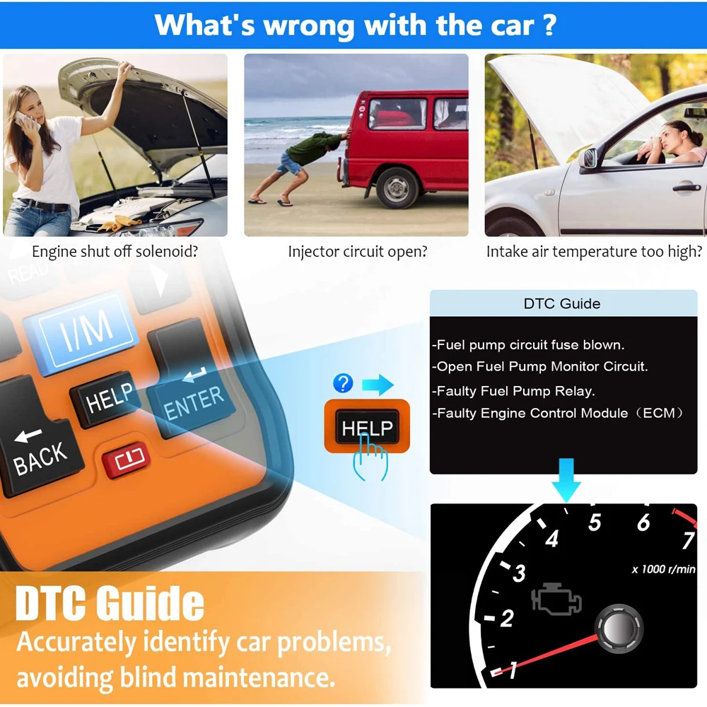 FOXWELL NT301 OBD2 сканер Проверяющий светильник двигателя считыватель кодов EOBD OBD 2