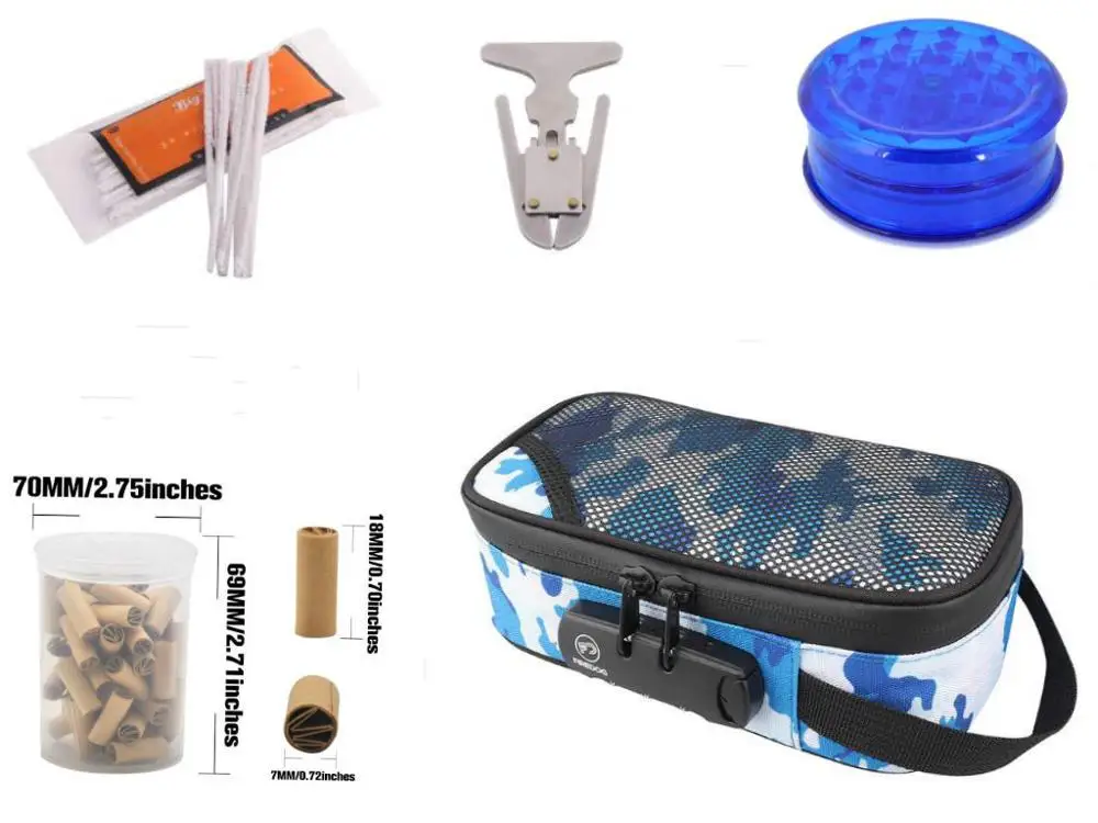 

Tobacco Bag Portable Cigarette Rolling Pipe Tobacco box Case Wallet Tip Paper Holder with grinder