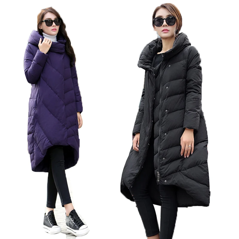Женский зимний пуховик с воротником-стойкой в европейском стиле | Женская одежда