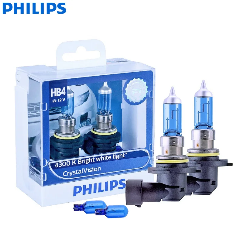 

Philips Crystal Vision 9006 HB4 12V 60W P22d 9006CVSM 4300K Bright White Auto Halogen Headlight Fog Light Beam (Twin Pack)