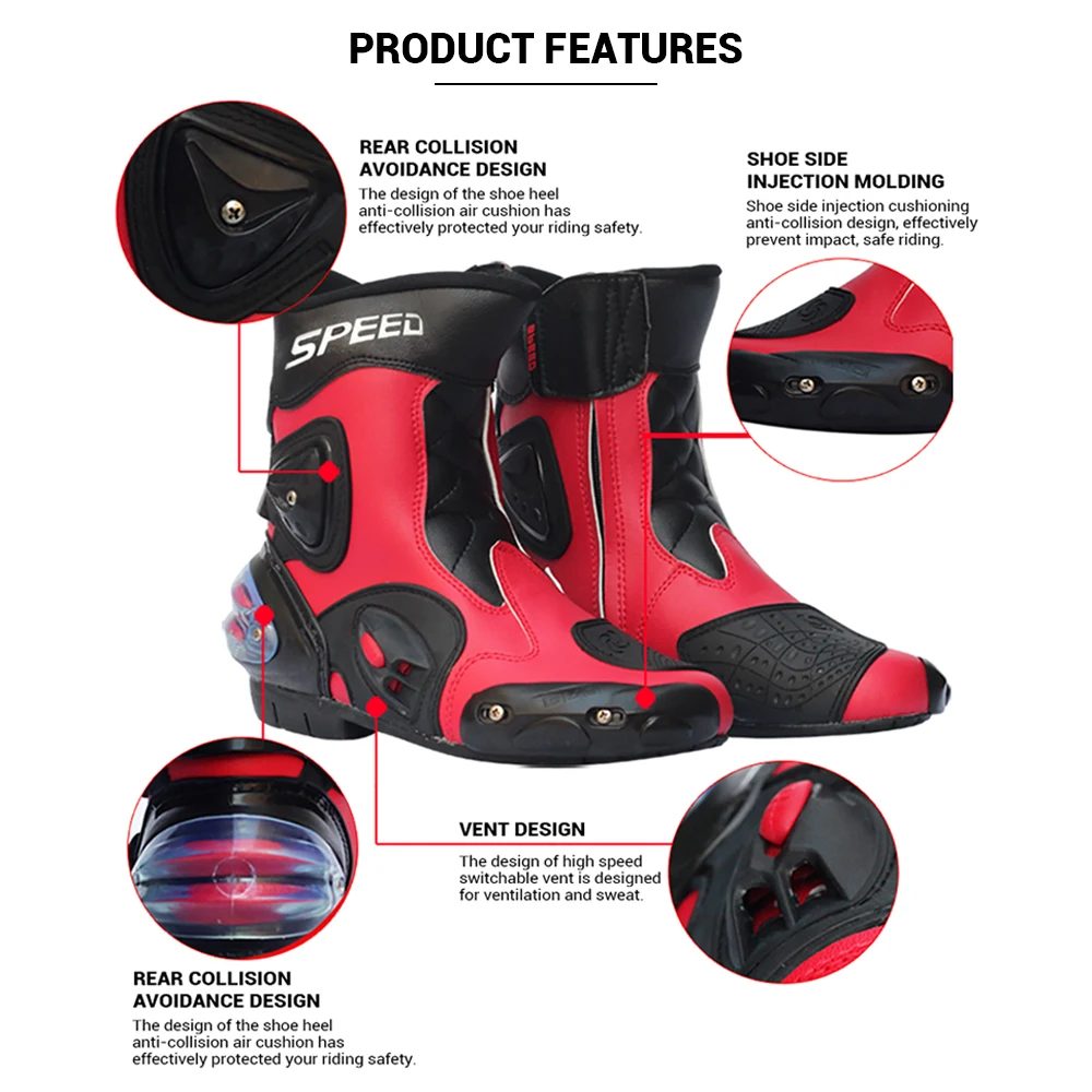 Мотоциклетные ботинки PRO BIKER SPEED защитное снаряжение для скоростных гонок черные