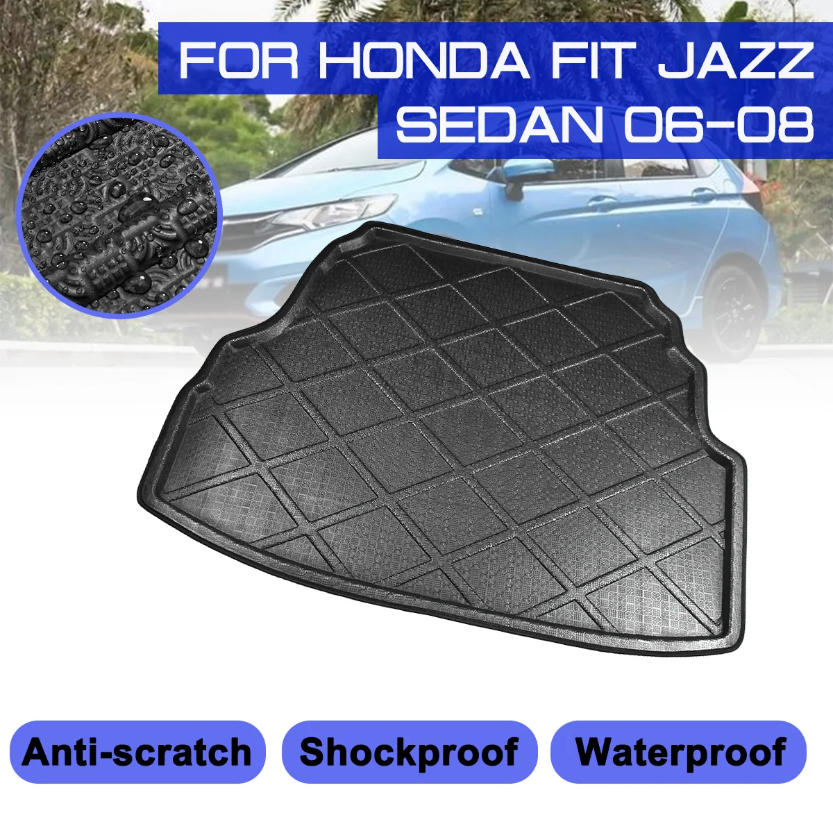 

Напольный коврик для багажника автомобиля, противогрязевой коврик для Honda FIT JAZZ Sedan 2006 2007 2008