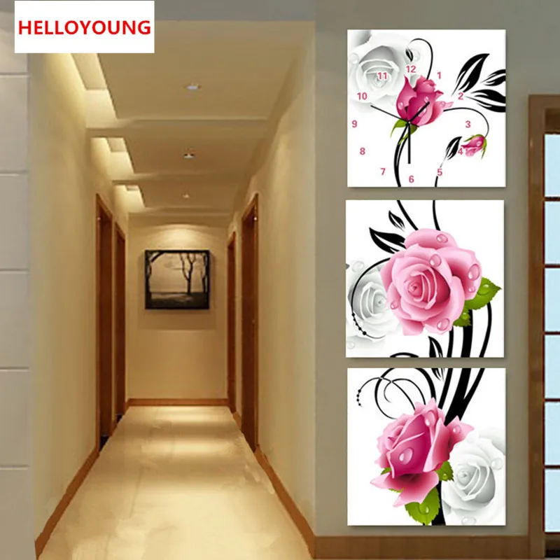

3 PCS DIY 5D Diamond Embroidery Crystals Diamond Mosaic Picture flowers Round Rhinestones Diamond Painting Cross Stitch Kits