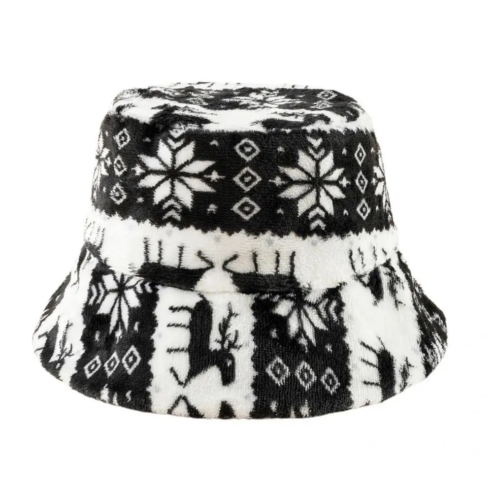 

Fisherman Cap Stylish Festive Sunscreen Xmas Elk Print Lady Fishing Cap for Dating Bucket Cap Bucket Hat