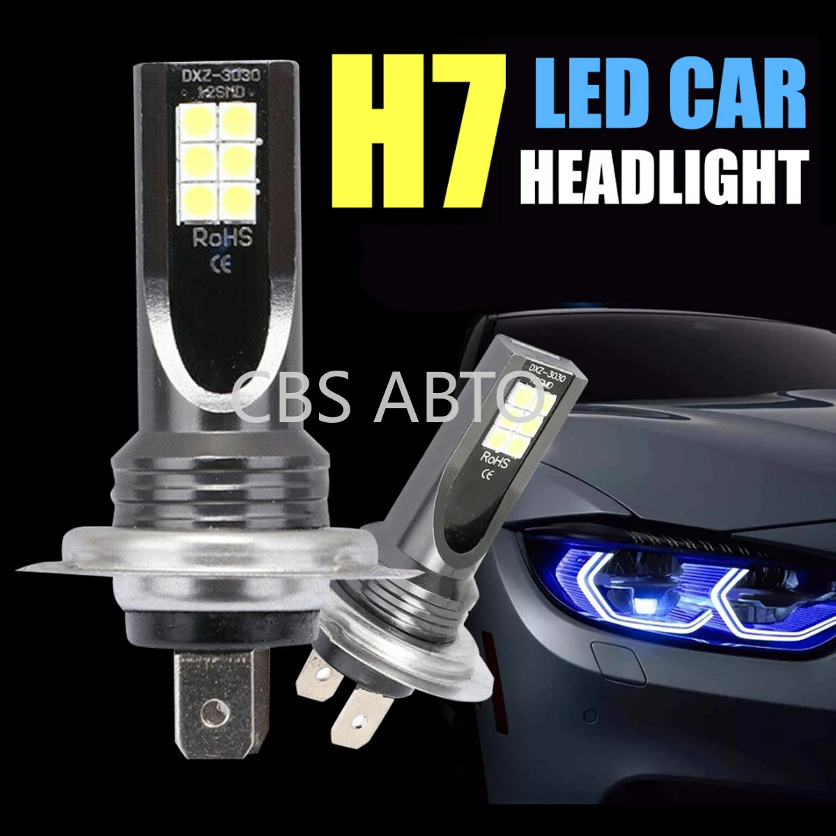 

CBS ABTO 2pcs DC9-32V H7 110W 11000LM LED Car Headlight Hi/Lo Beam Fog Lamp Bulb Conversion Kit 6000K White Light