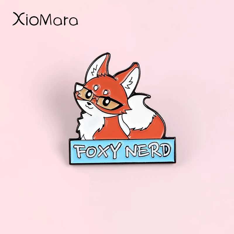 Эмалированная булавка Bookworm Fox мультяшная милая маленькая лисица индивидуальный
