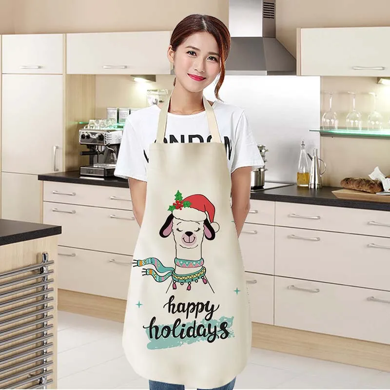 Милый фартук из хлопка и льна с альпакой 1 шт. кухонный без рукавов мультяшным