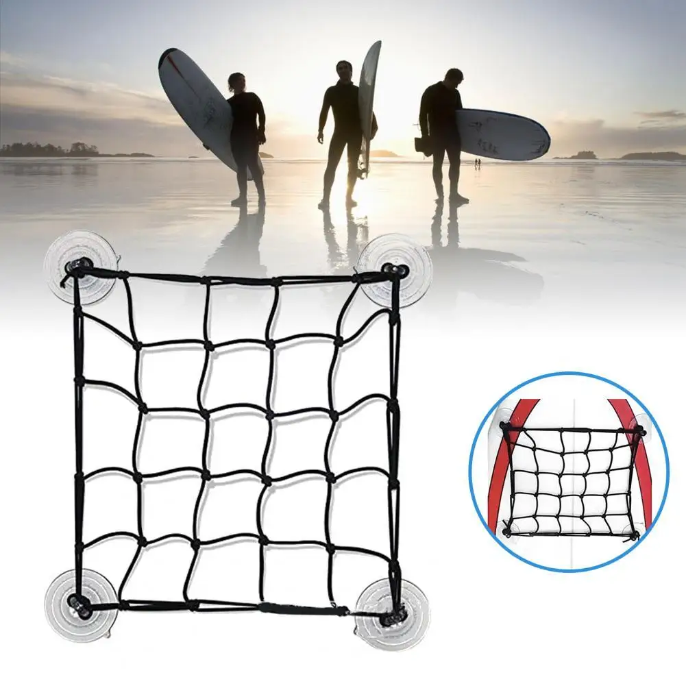 

Fashion Surfboard Suction Cup Cargo Net Bag Wear-resistant Paddle Board Net Bag With 4 Suction Cups for Marine