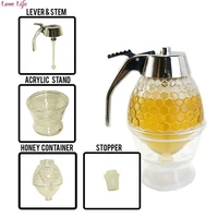 honey dispenser jar container cup juice syrup kettle kitchen bee drip stand holder portable storage clear pot