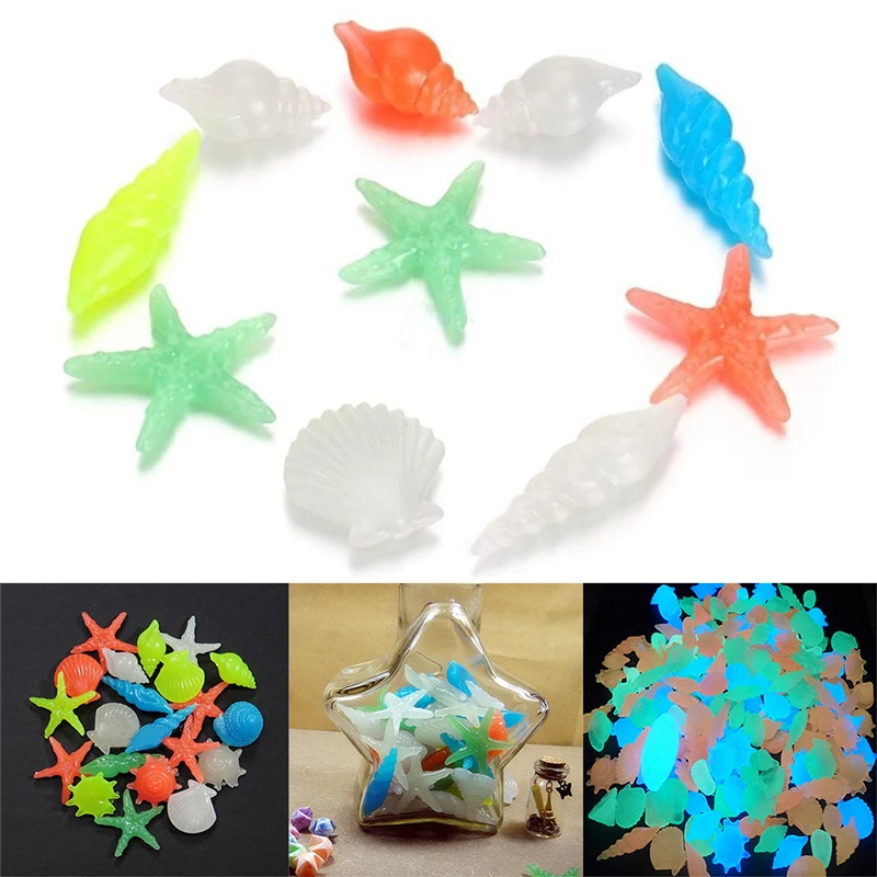 

10PCS Glow in the Dark Luminous Stone Conch Sea Shells Aquarium Fish Tank Decor