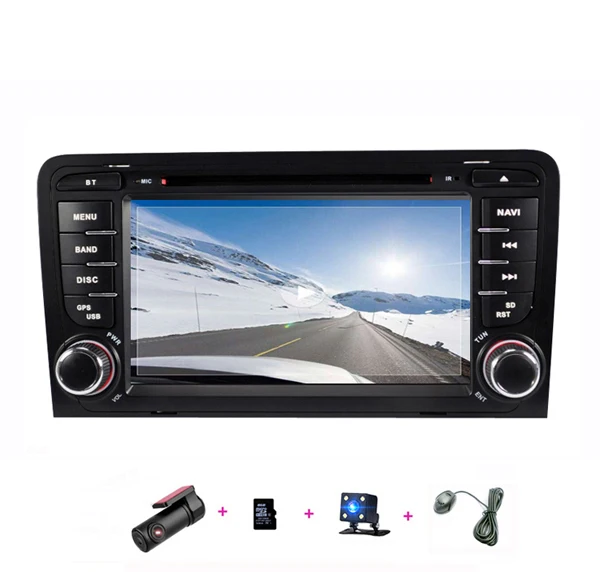 with DVR 8GB Cam Mic Платформа Android автомобильный радиоприемник 2 Дина DVD плейер gps радио мультимедиа для Audi A3 8P S3 RS3 2003 2004 2005 2006 2007 2008 2009 2010 2011 - Цвет: with DVR 8GB Cam Mic