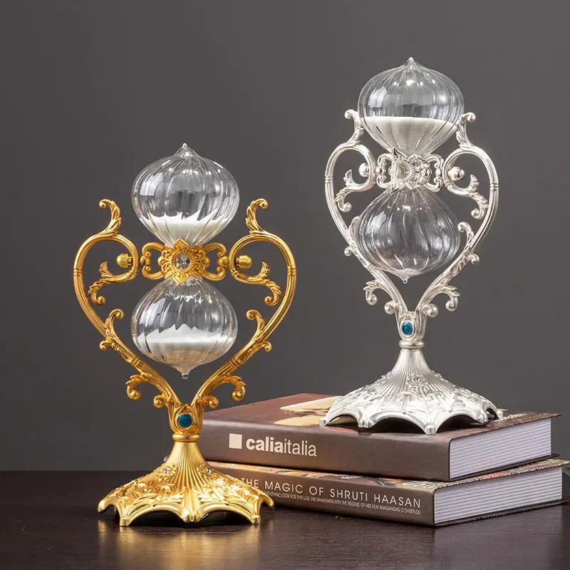

Nordic Retro Fresh Style Creative Glass Hourglass Timer Zinc Alloy Crafts Home Decoration Accessories