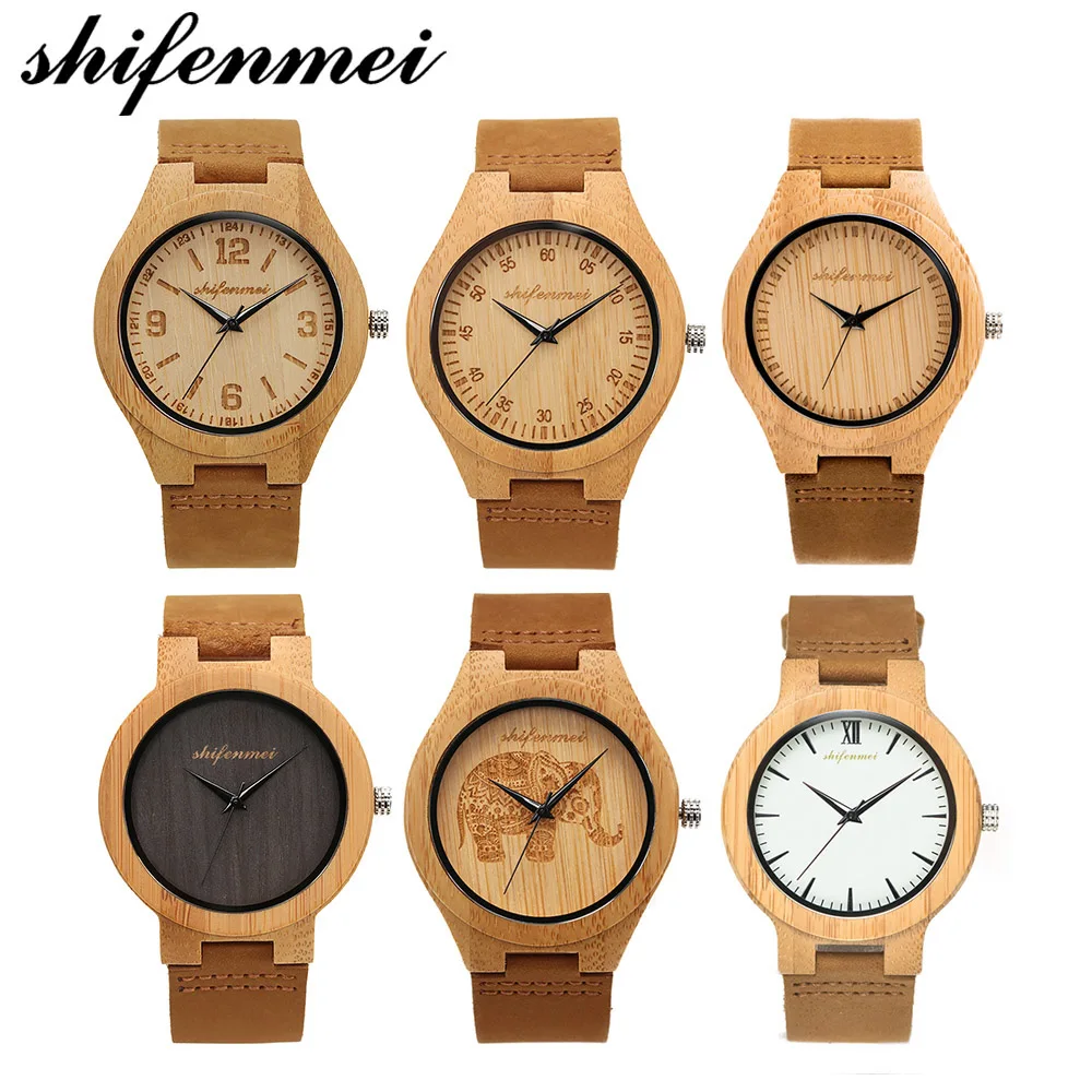 

S2144 Unique Design Lady Wrist Watch Wooden Genuine Leather Band Women Watches Female Nature Wood Clock Gift New