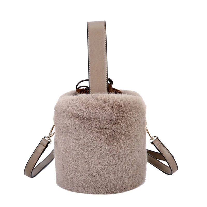 

Bucket Bag Handbag Fashion Faux Fur Winter Bags Women Shoulder Crossbody H8WD