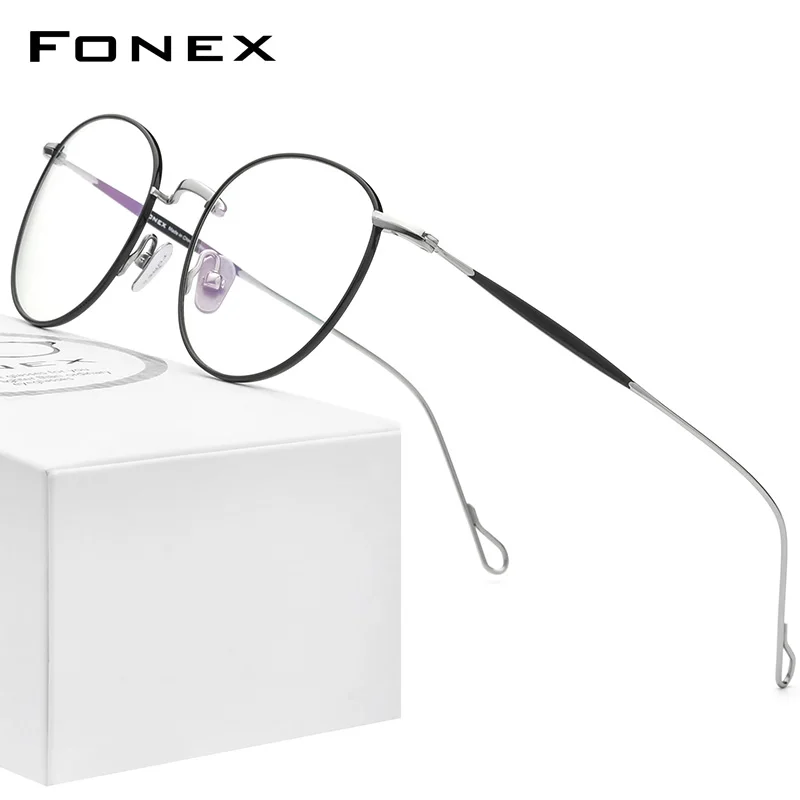 FONEX Титановая оправа для очков женские винтажные круглые очки коррекции зрения