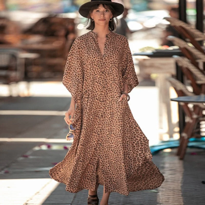 

The New Leopard Dot Cardigan Holiday Dress Beach Beach Sun Protection Dress Long Skirt Bikini Swimsuit Hoodie Girl