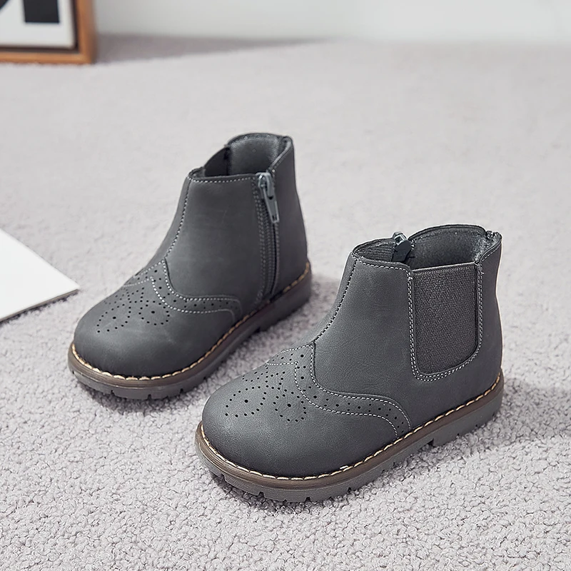 New! Children shoes girls kids shoes boots chaussure fille sapato menina grey boot for autumn SandQ baby hard toe&heel nonslip