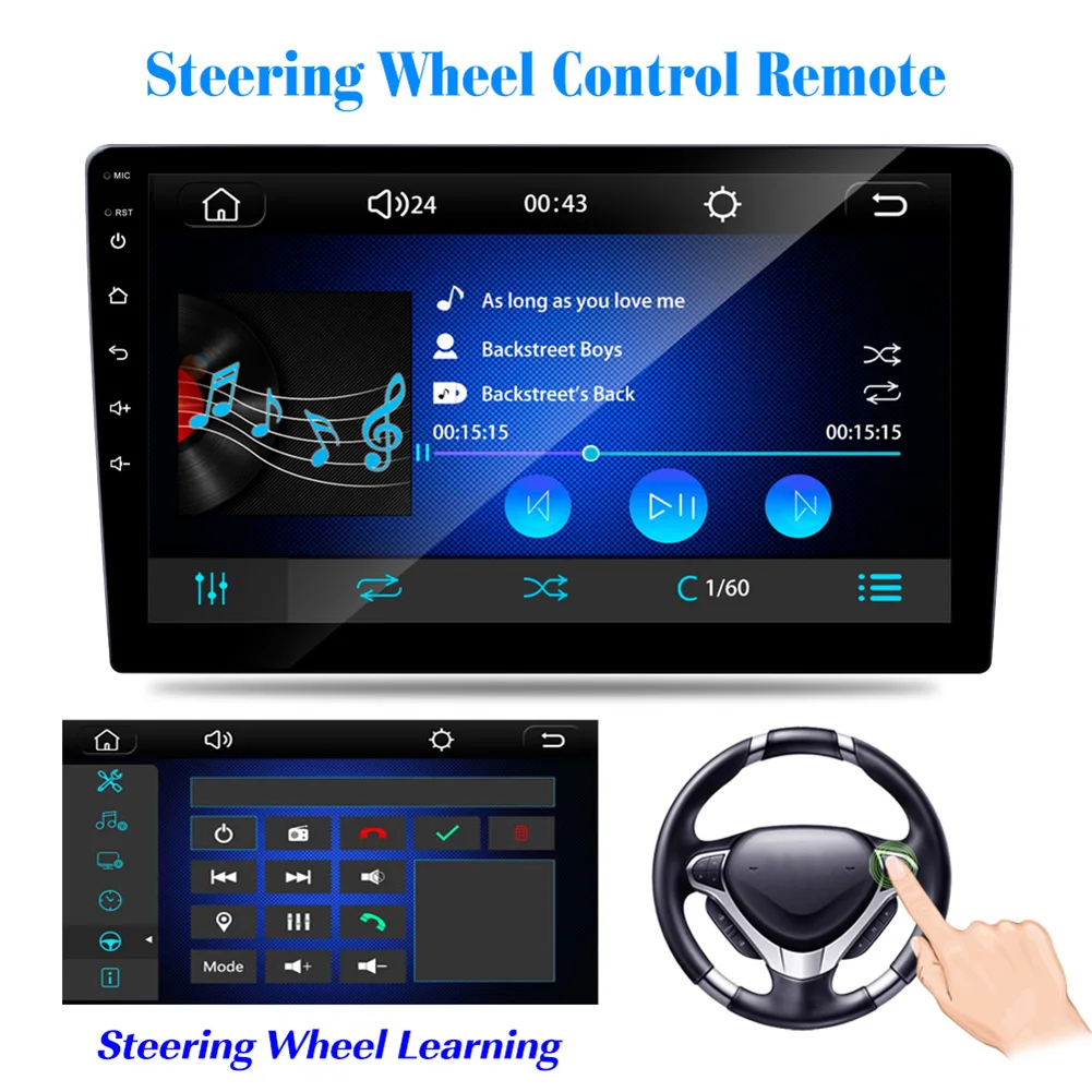 Автомобильный стерео проигрыватель 2 DIN Bluetooth 9-дюймовый сенсорный экран FM-радио USB