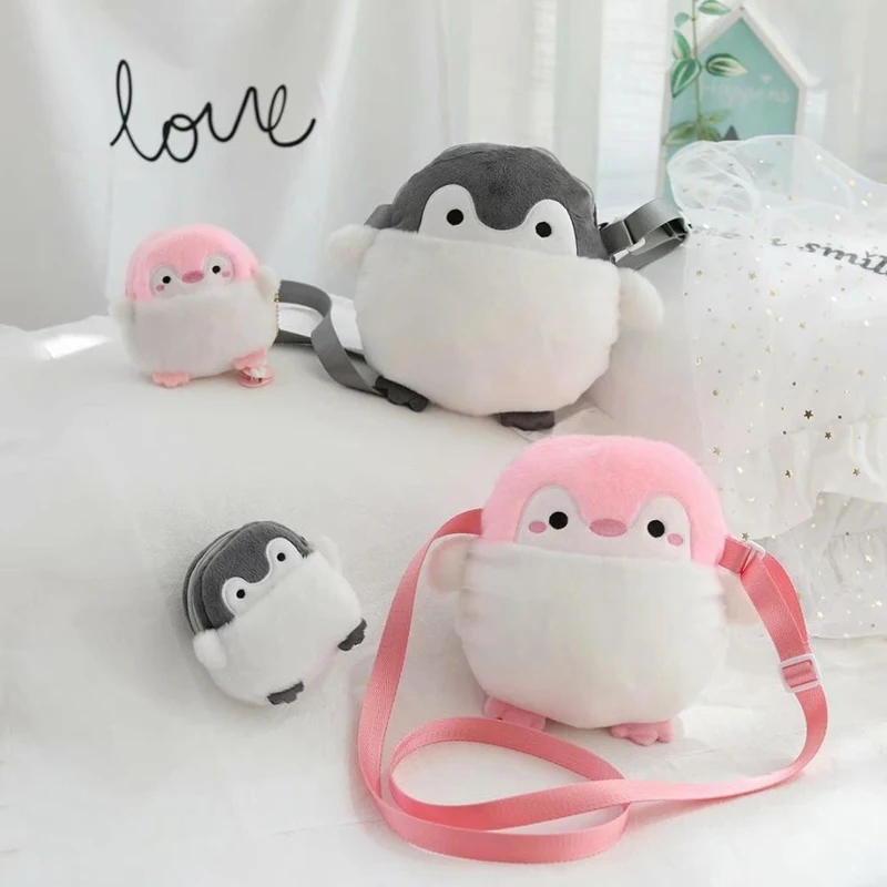 23cmCute Penguint мини кошелек с сердцем для девочек Детский Kawaii мультяшный Пингвин