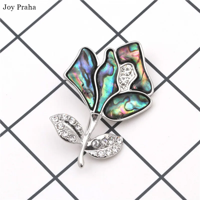 

Original handmade natural abalone shell / rose one-line brooch pin