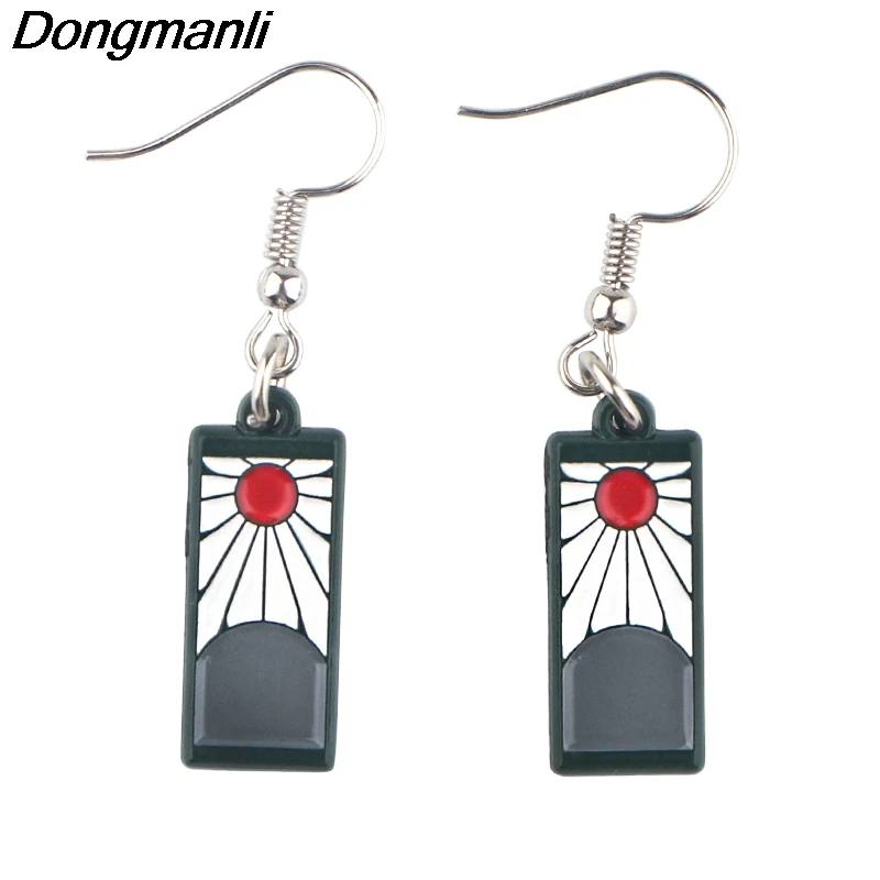 P4321 Dongmanli Kimetsu no Yaiba Висячие серьги для женщин эмаль корейские ювелирные изделия
