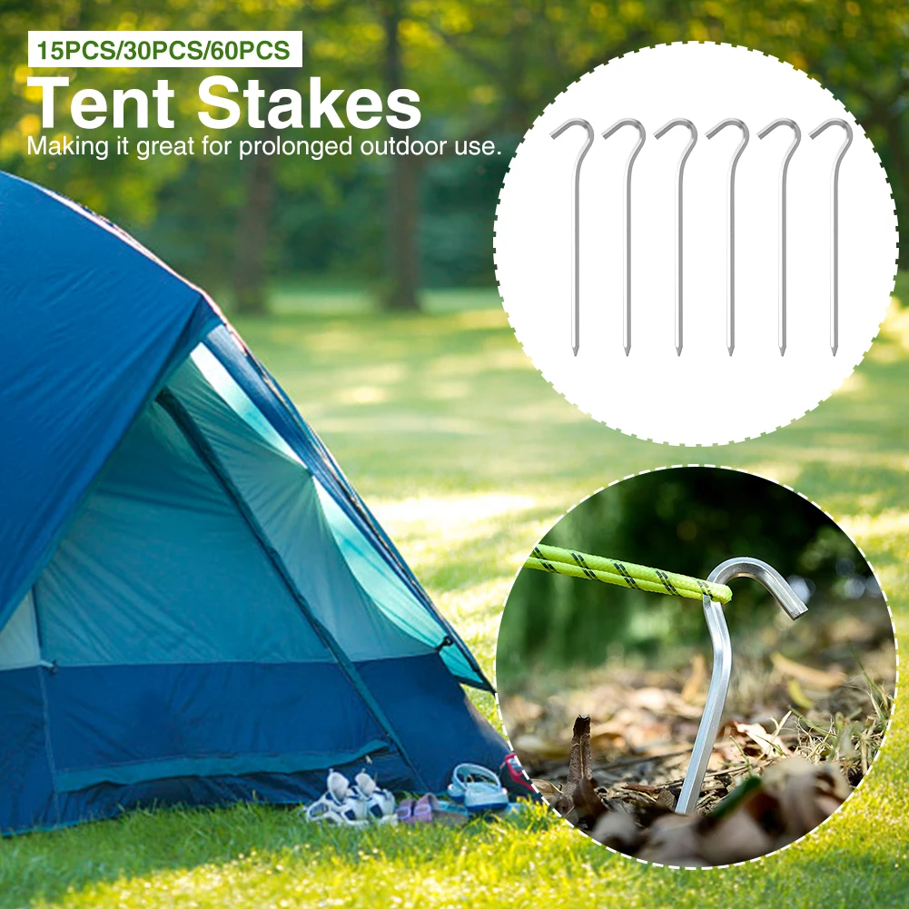 

7inch Multifunction Outdoor Camping Garden Windproof Pegs Aluminum Alloy Tent Stakes Hiking Hook Type Rust-resistance