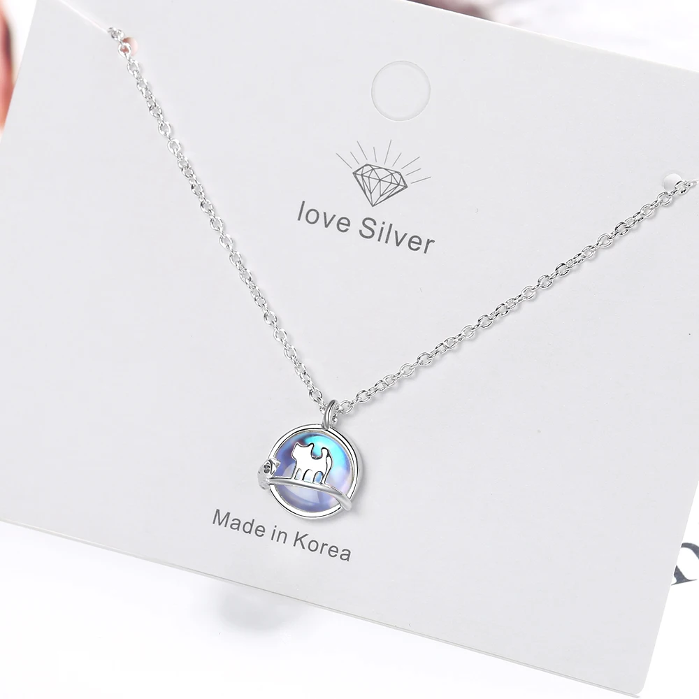 Женское ожерелье с подвеской в виде кошки белым опалом | Украшения и аксессуары