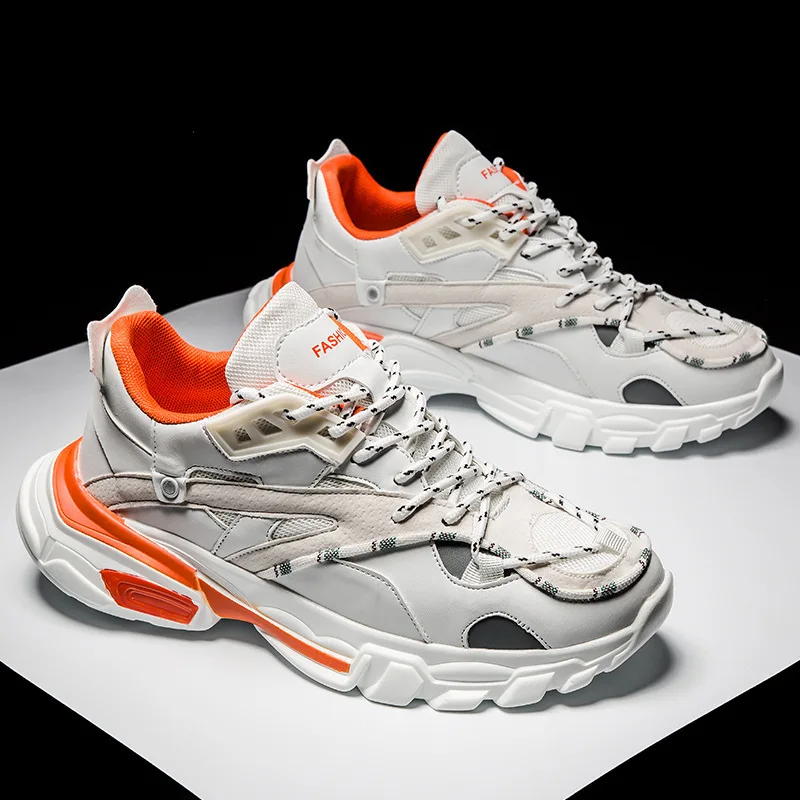 

2019 Fashion Casual Vulcanize Shoes Sneakers Men Trainers Soft Shoes Fashion Men Chunky Sneakers Platform Thick Sole L12-06