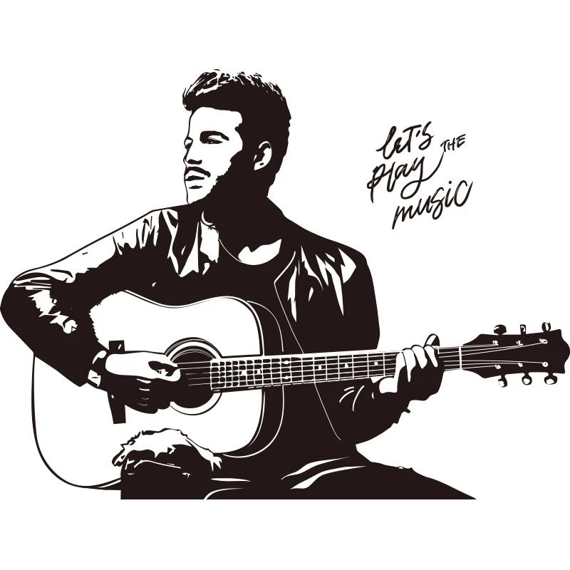 

[SHIJUEHEZI] Basketball Player Wall Stickers DIY Male Guitarist Wall Decals for Kids Rooms Nursery Gymnasium Home Decoration