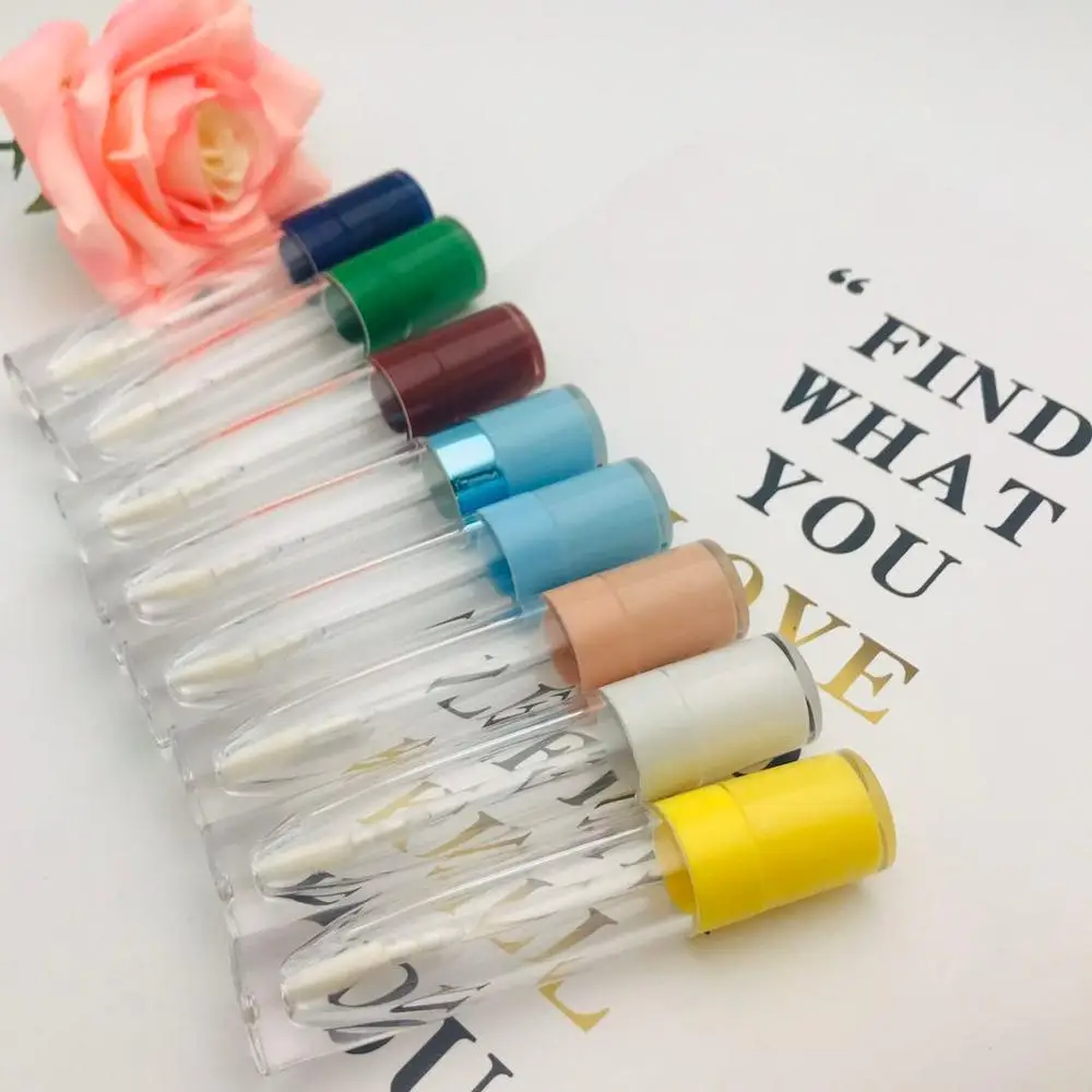 

7ML Empty Lip Gloss container with wand,Clear Lipgloss Light blues Lid,DIY Lip glaze cosmetic packing container