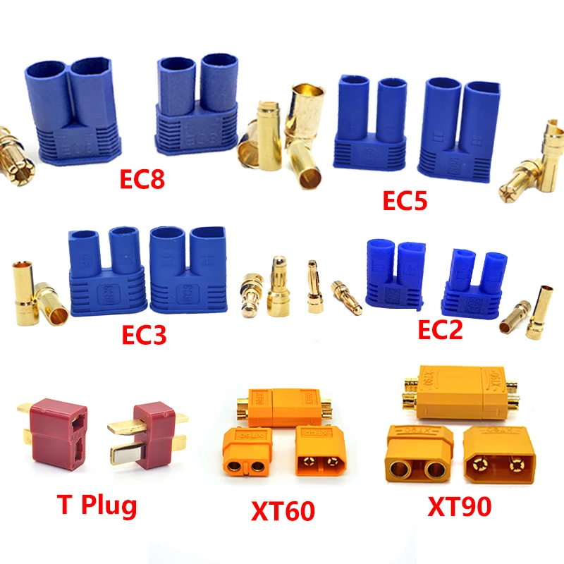 Комплект штекеров аккумуляторов XT60 XT90 EC2 EC3 EC5 EC8 t позолоченные 30 пар детали для ру
