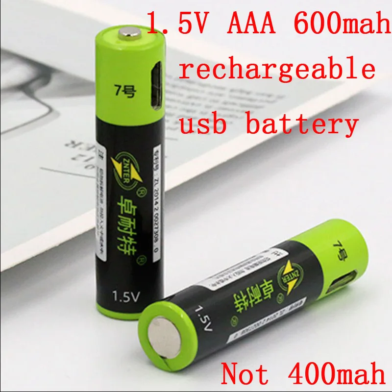 Литий ионный аккумулятор ZNTER 2 шт. 1 5 В 600 мА/ч Перезаряжаемый USB AAA литий часа