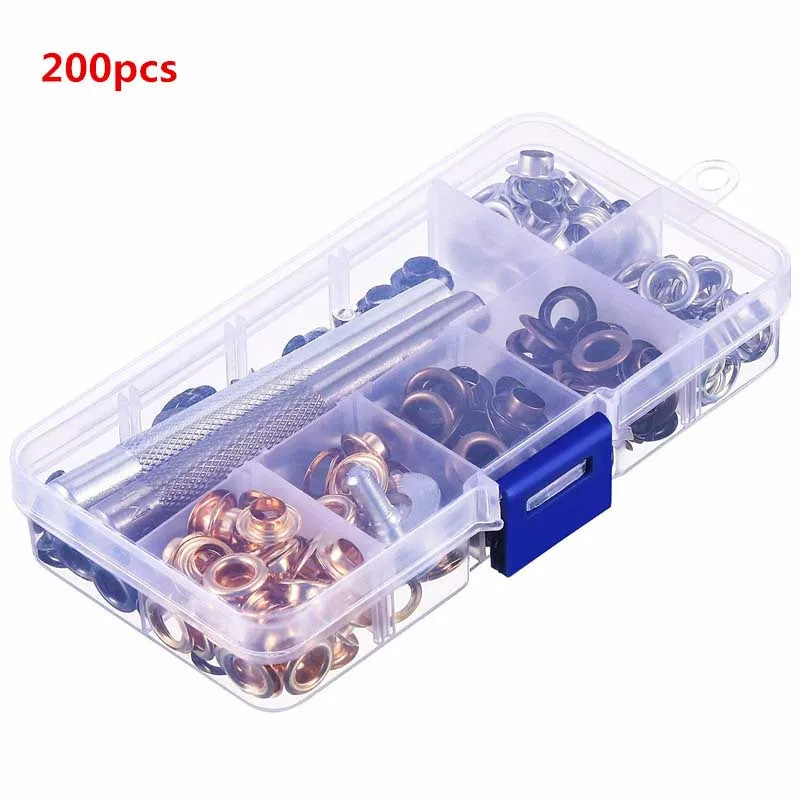 200pcs Metal Eyelet Grommets With Washers For DIY Leather Crafts Shoes Tools Clothes Accessories Hole Luvers Installer | Дом и сад