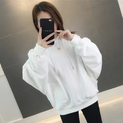 

hanLadies autumn all-match bat sleeve simple loose and thin hooded top tide
