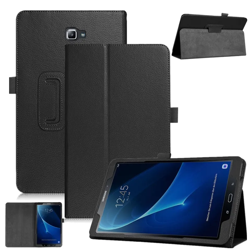 

For Samsung Galaxy Tab A 10.1 2016 T580 T585 SM-T580 cover Lichee Style Leather Folding Stand Flip Cover Tab A+film