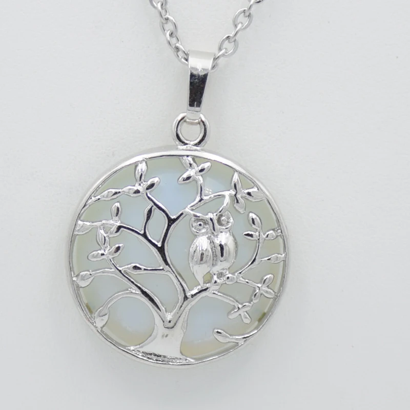 Натуральный камень плоская бусина Сова деревья хрустальные бусины подвески для