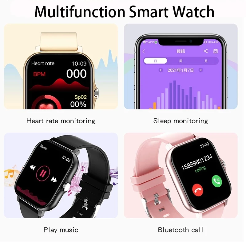new smart watch women bluetooth call fitness tracker laidies smartwatch heart rate sleep monitor music control woman man watches free global shipping