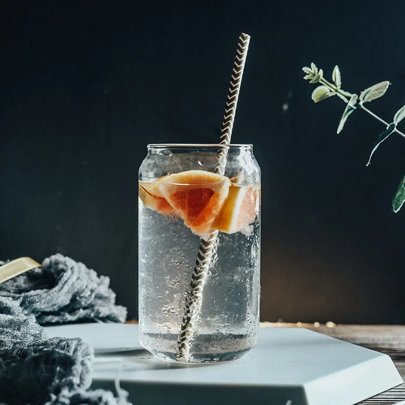 

400ml-550ml Glass Cola Cup Creative Cans Shape Whiskey Glass Juice Coffee Cup Drinking Milk Wine Glass Home