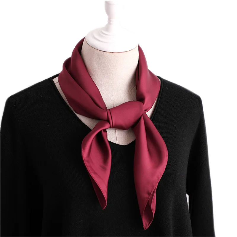 

Spring Autumn Simple Solid Color Scarf Women Elegant 70cm Square Fashion Sunscreen Silk Chiffon Hijab Scarves Poncho infinity