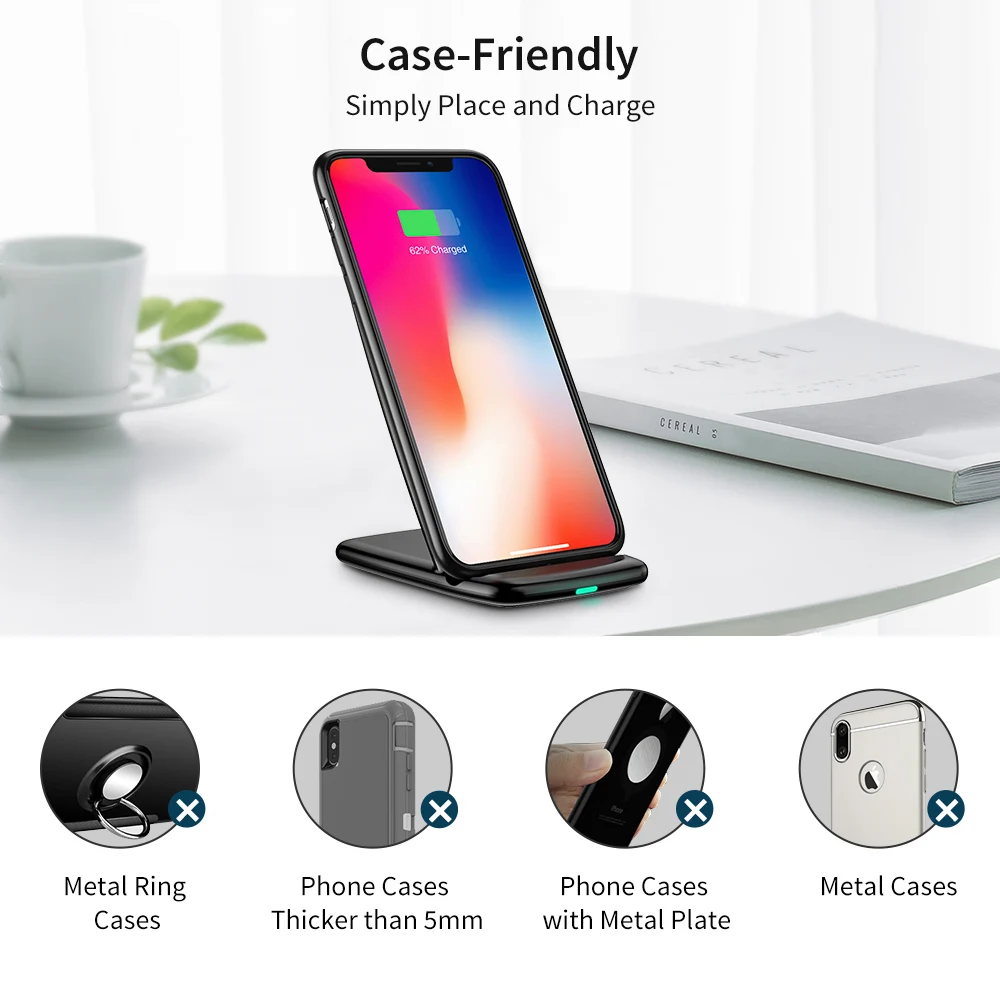 ESR 5 В/9 В Qi Беспроводное зарядное устройство для samsung Galaxy S8 S7 S9 Note 8 для iPhone X 8 8 Plus Google Nexus 4/5 быстрая зарядная док-станция