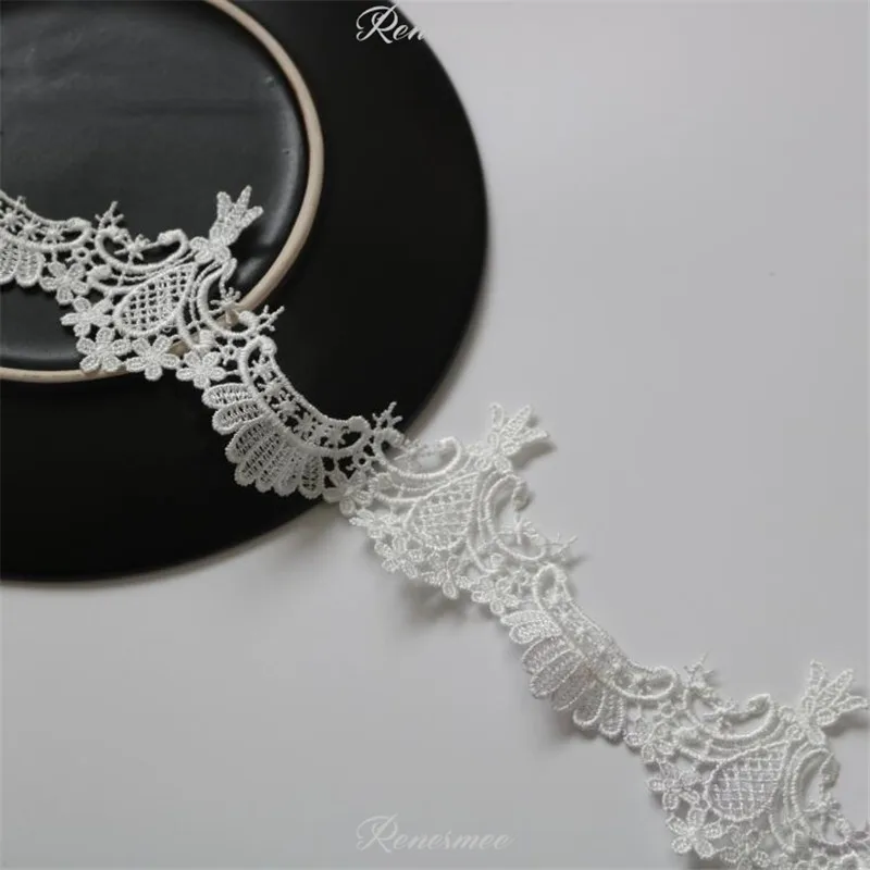 3 ярдов Новое поступление слоновая кость полиэстер ткань цветок Venise Венецианская