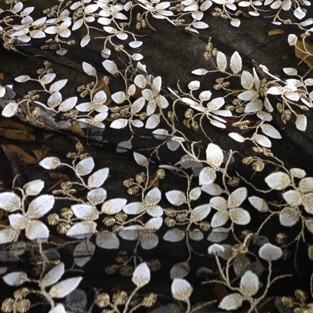 Черная африканская металлическая сетчатая кружевная ткань 3D для платья шитья