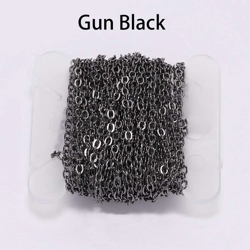 Gun Black 5 м/лот, серебряное/золотое/бронзовое ожерелье, цепочка для изготовления ювелирных изделий, сделай сам, цепочки, материалы ручной работы - Цвет: Gun Black