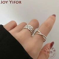 vintage punk 925 sterling silver rings new fashion simple weaving cross geometric birthday party jewelry gifts for women