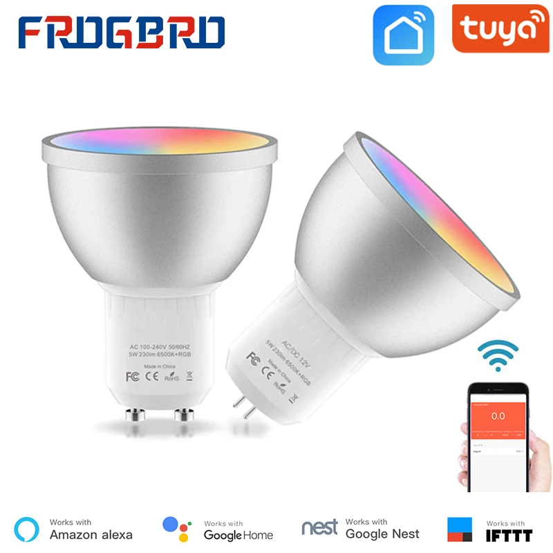 Смарт светодиодный светильник FROGBRO 5 Вт MR16 GU10 GU5.3 двухштырьковый RGBCW регулируемая