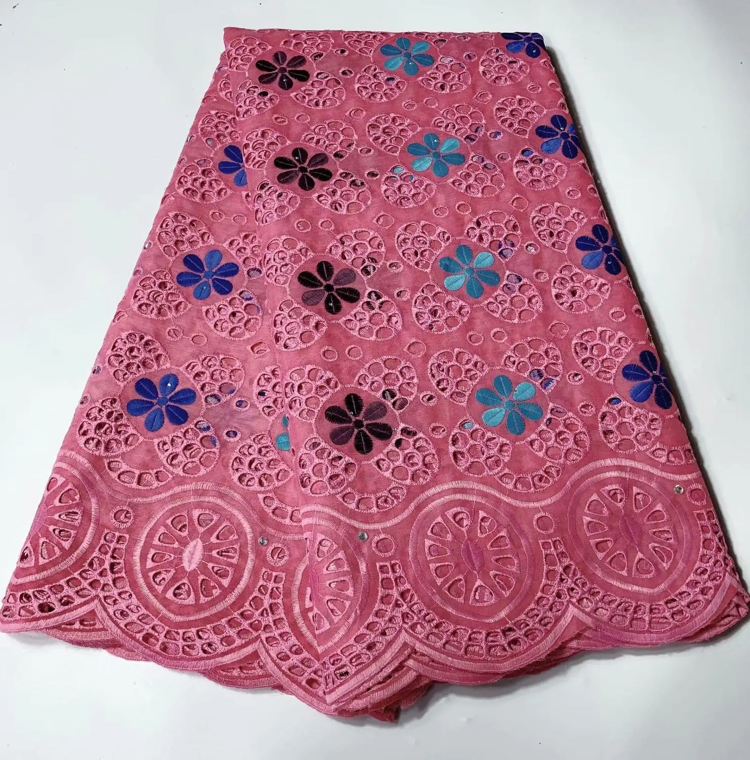 Yellow African 100% Cotton Lace Fabric Latest Swiss Voile In Switzerland With Stones For Men Women Dress Party FYIN123 | Дом и сад