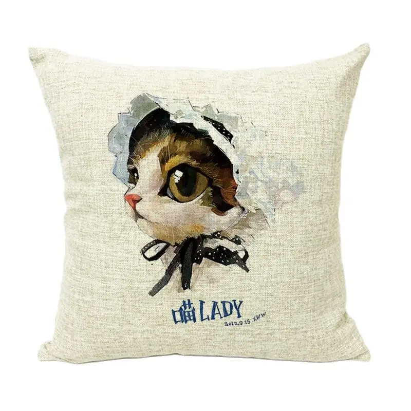 Мультяшные милые подушки для кошек чехлы с вишневыми бантами и птицами украшение