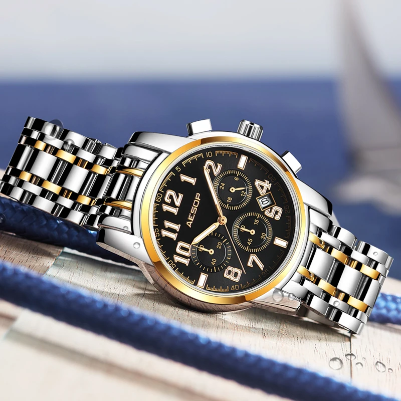 

Retro Quartz Watch Casual Business Steel Band Men's Watch 30M Waterproof Fashion Wristwatch Herrenuhr
