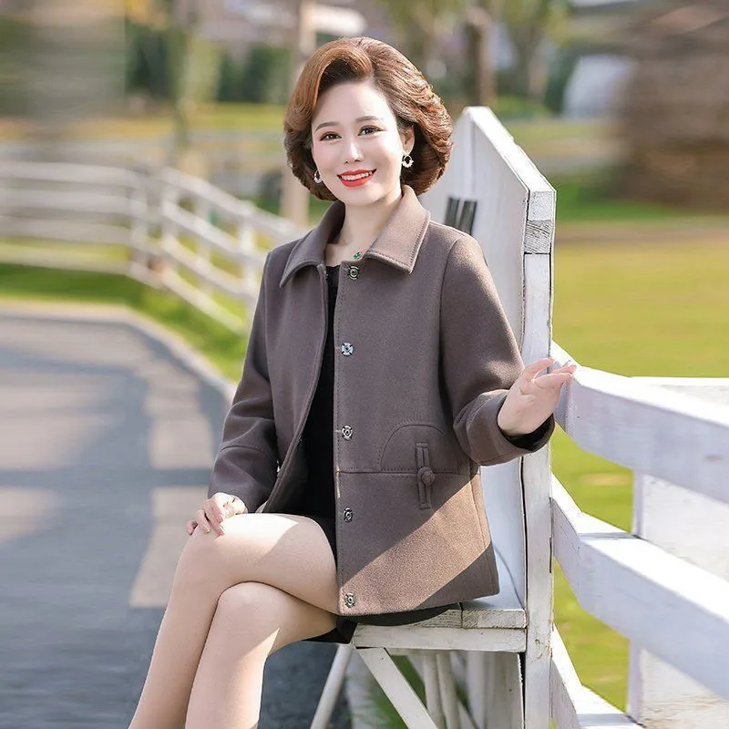 

Женское Короткое шерстяное пальто, верхняя одежда больших размеров 5XL, шерстяная однобортная куртка для матери, A358, весна-осень 2020